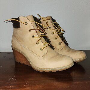Timberland Women's Amston 6 Inch Wheat Nubuck Wedge Heel Boots 8251A Size 10